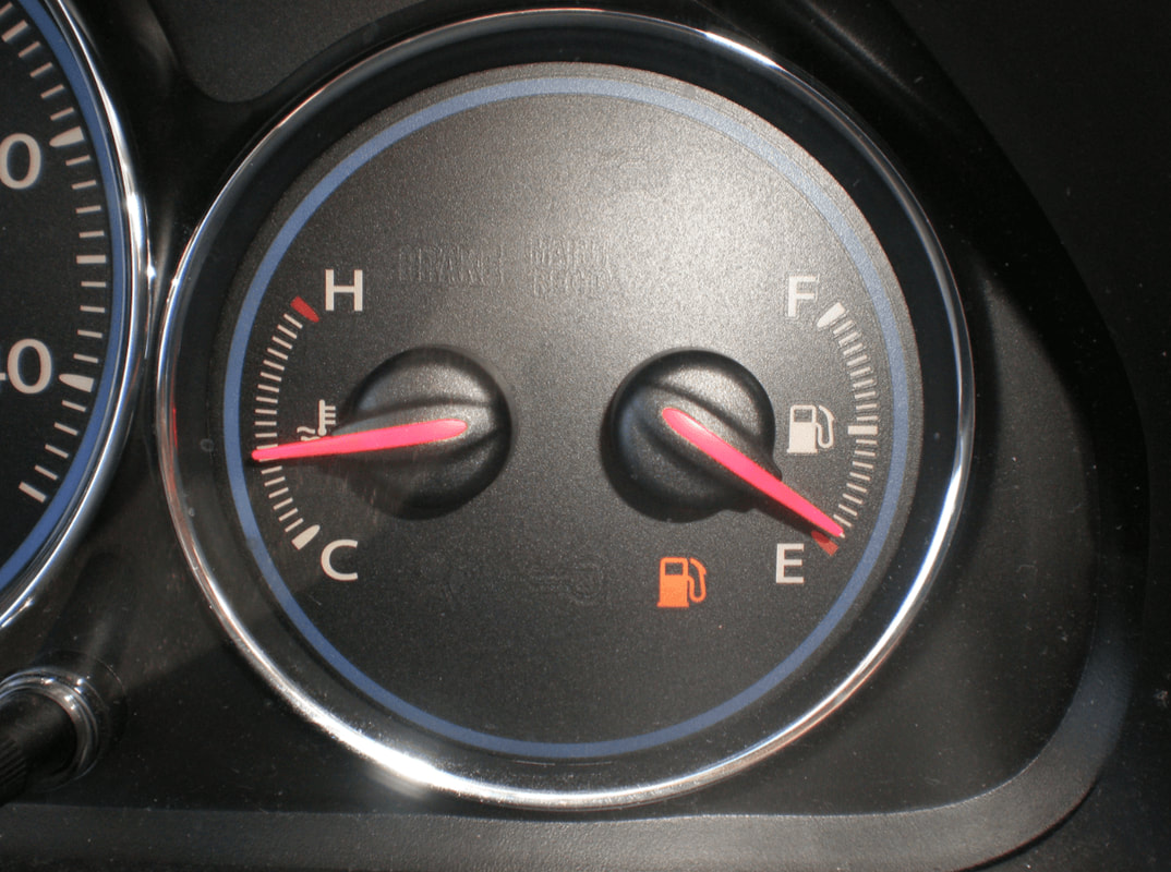 Gas gauge showing empty